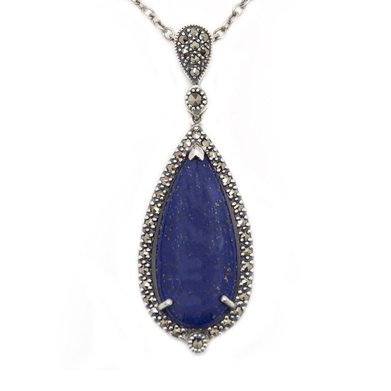 Lapis lazuli and Marcasite Pendant