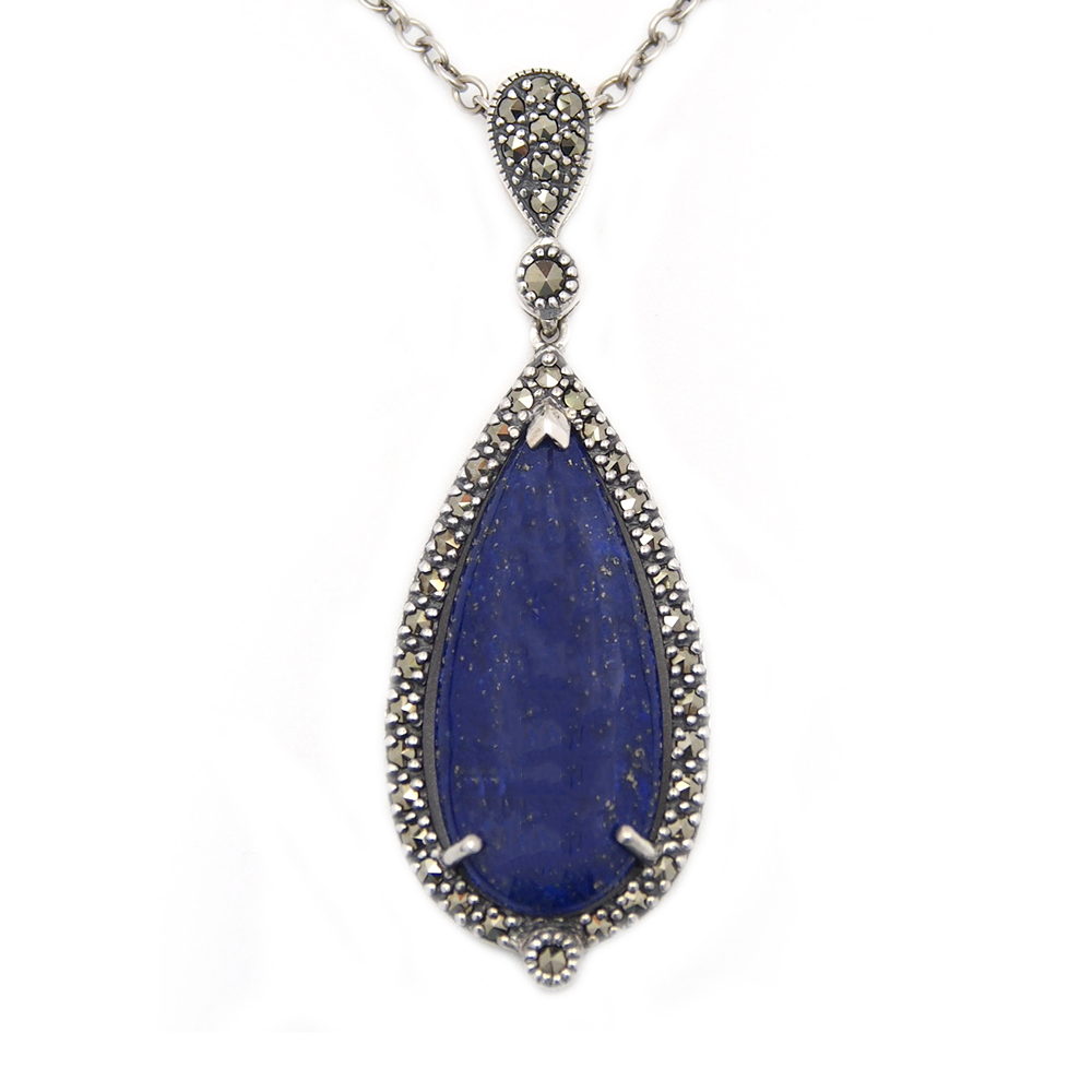 Lapis lazuli and Marcasite Pendant