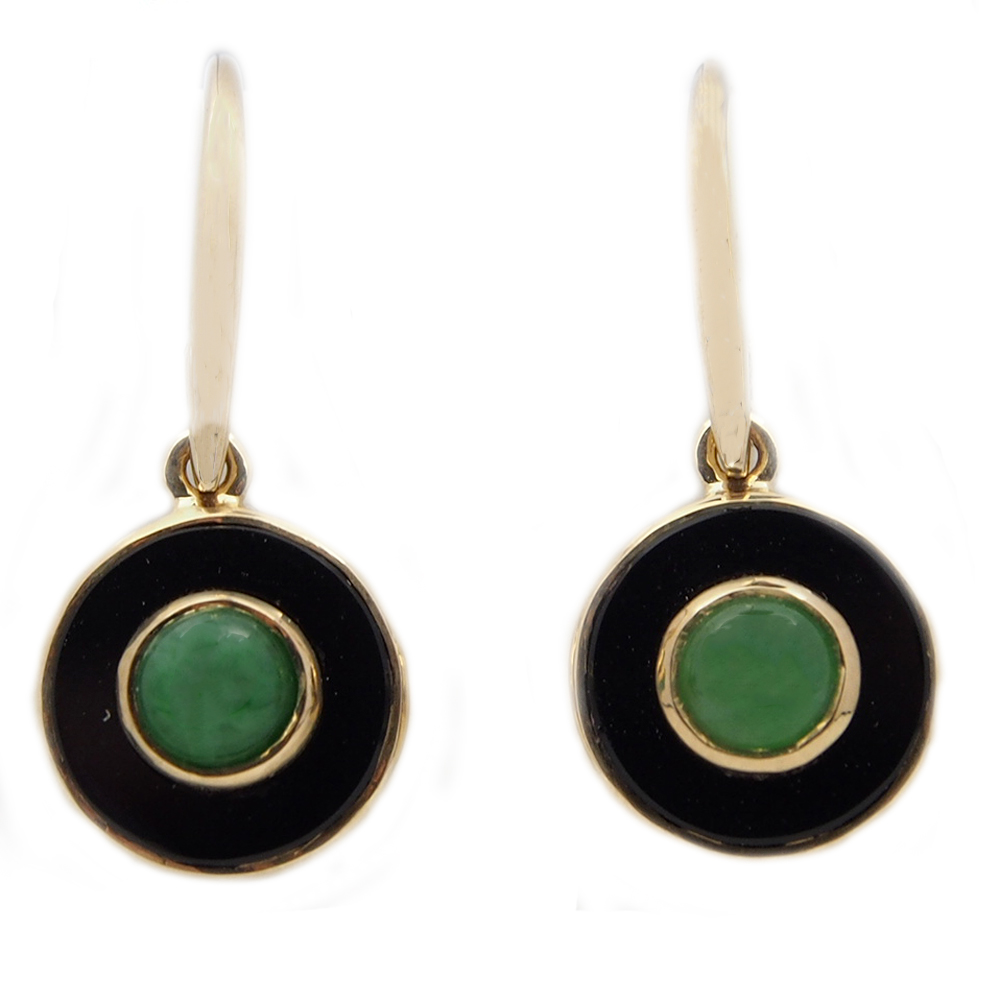 Onyx and Emerald Earrings