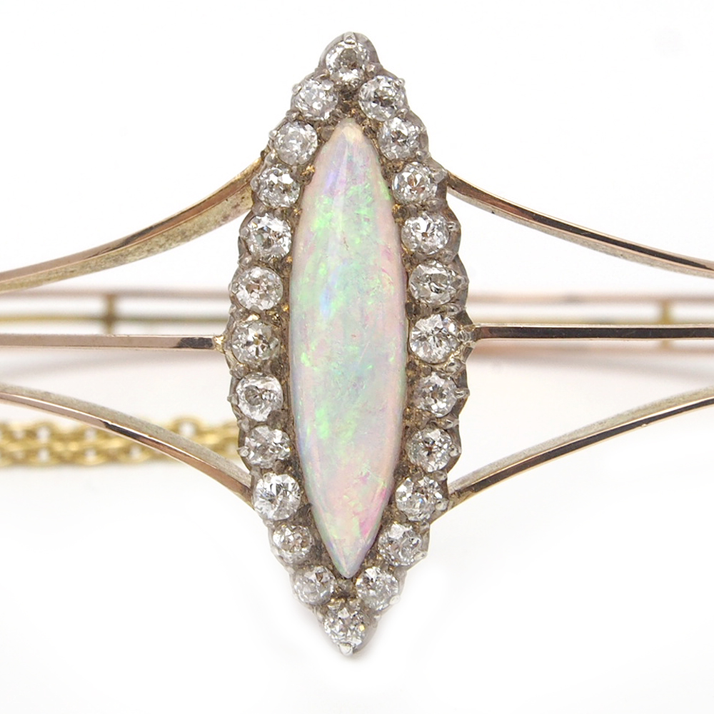 Opal and Diamond Bangle - Antique