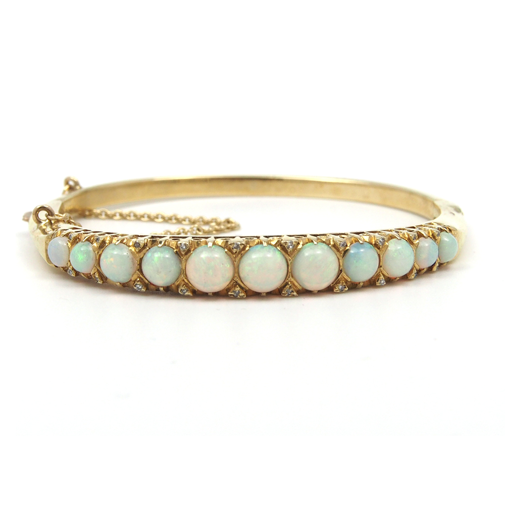 Opal and Diamond Bangle