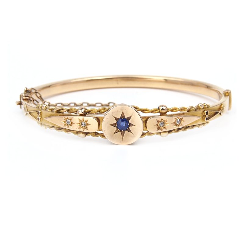 Sapphire and Diamond 15ct Antique Bangle