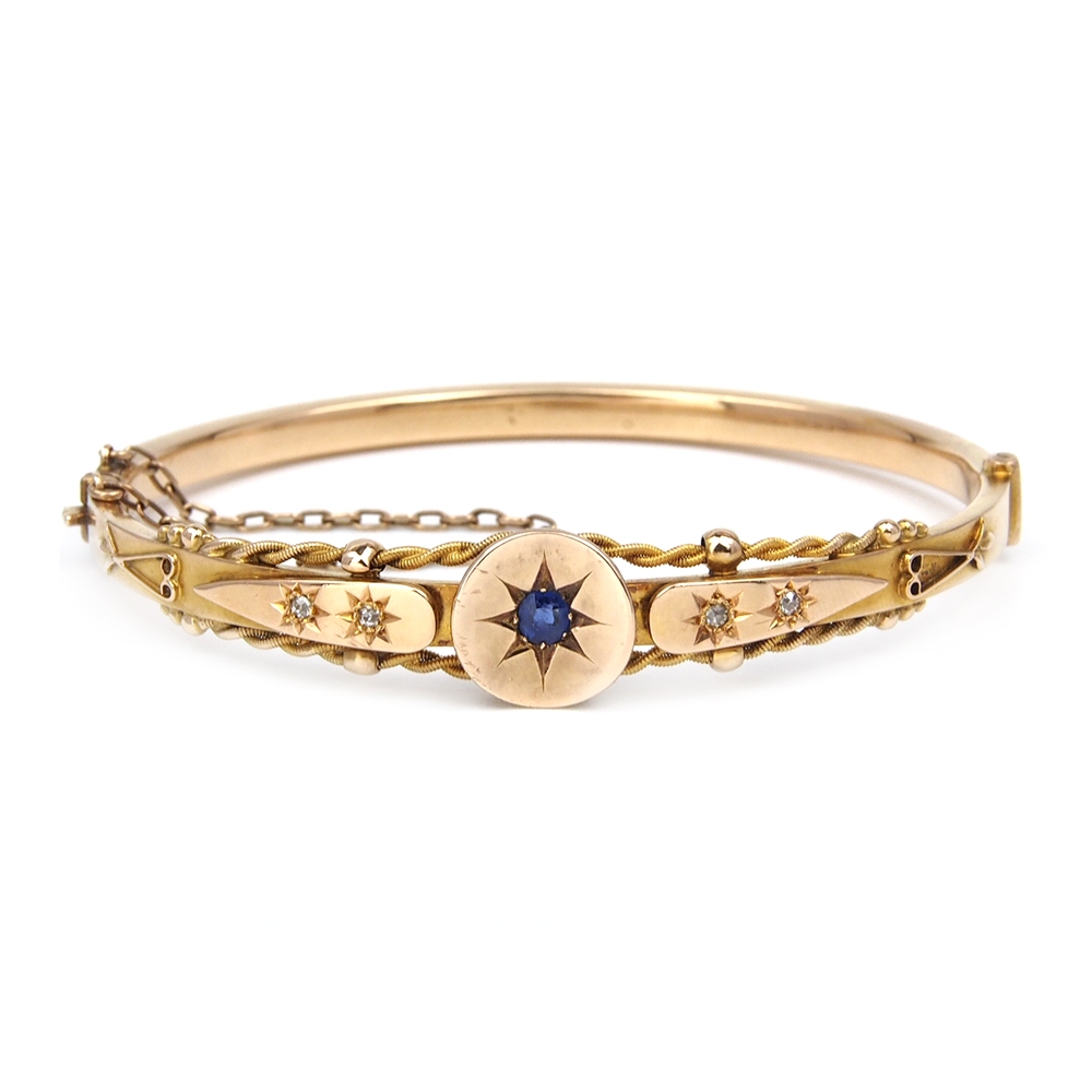 Sapphire and Diamond 15ct Antique Bangle