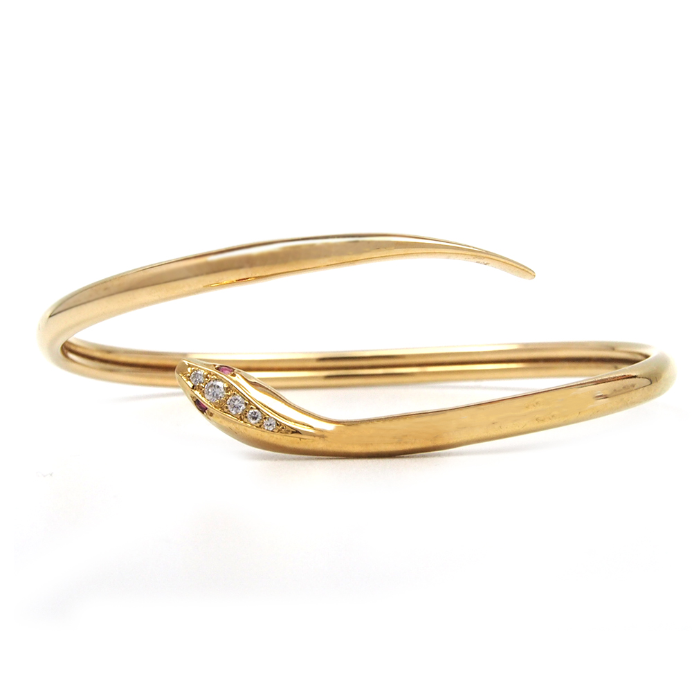 Ruby & Diamond Snake Bangle