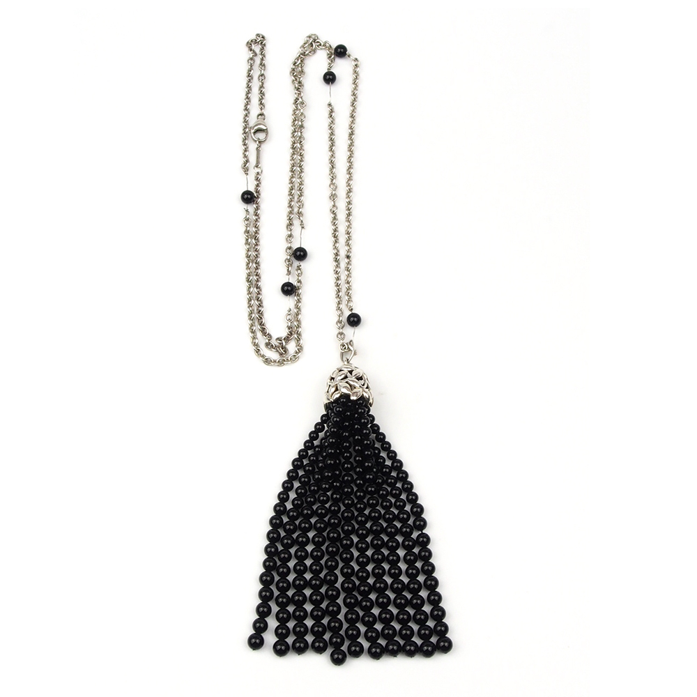 Onyx Tiffany & Co Paloma Picasso Olive Leaf Tassel Necklace