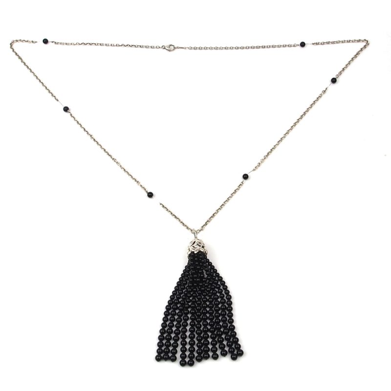 Onyx Tiffany & Co Paloma Picasso Olive Leaf Tassel Necklace