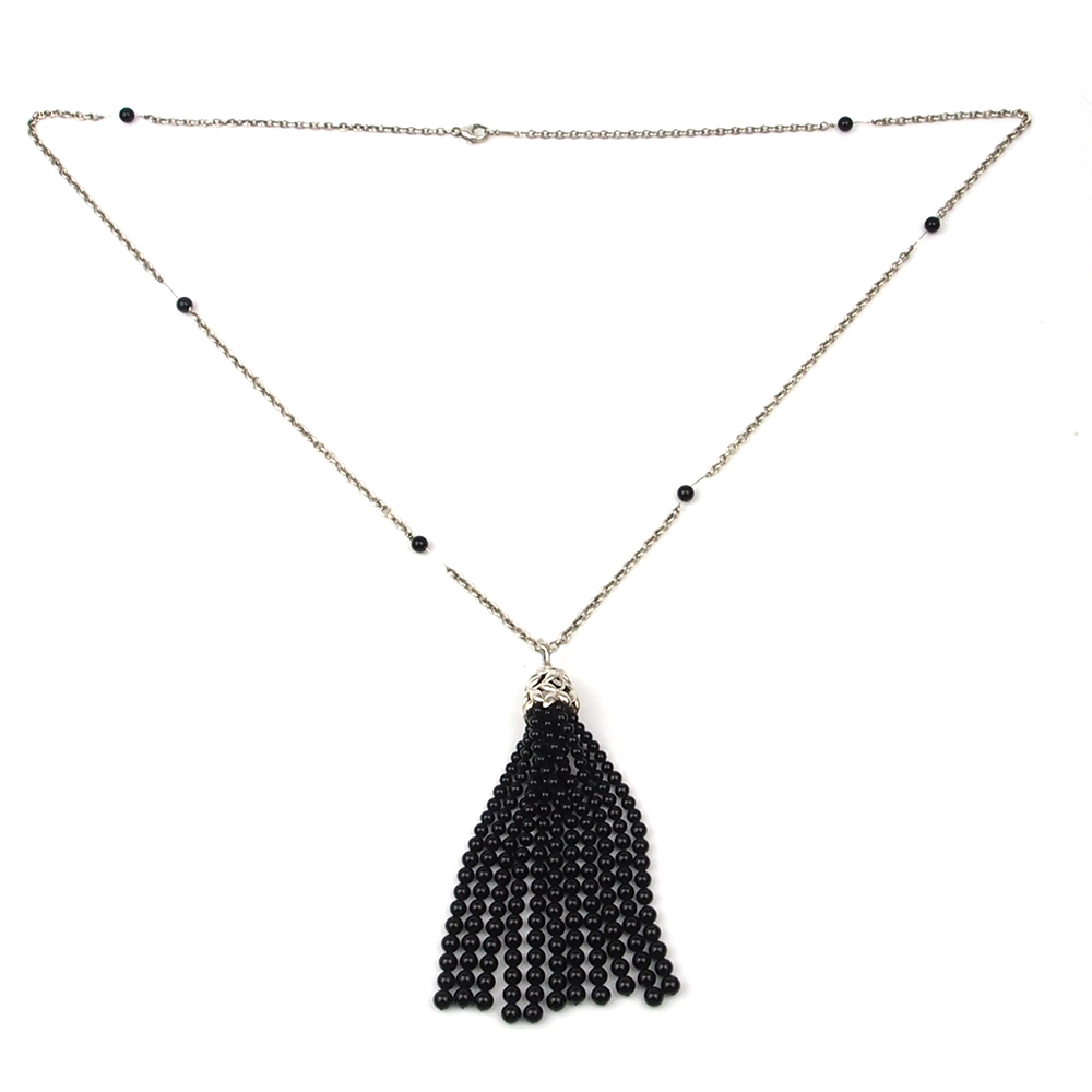Onyx Tiffany & Co Paloma Picasso Olive Leaf Tassel Necklace