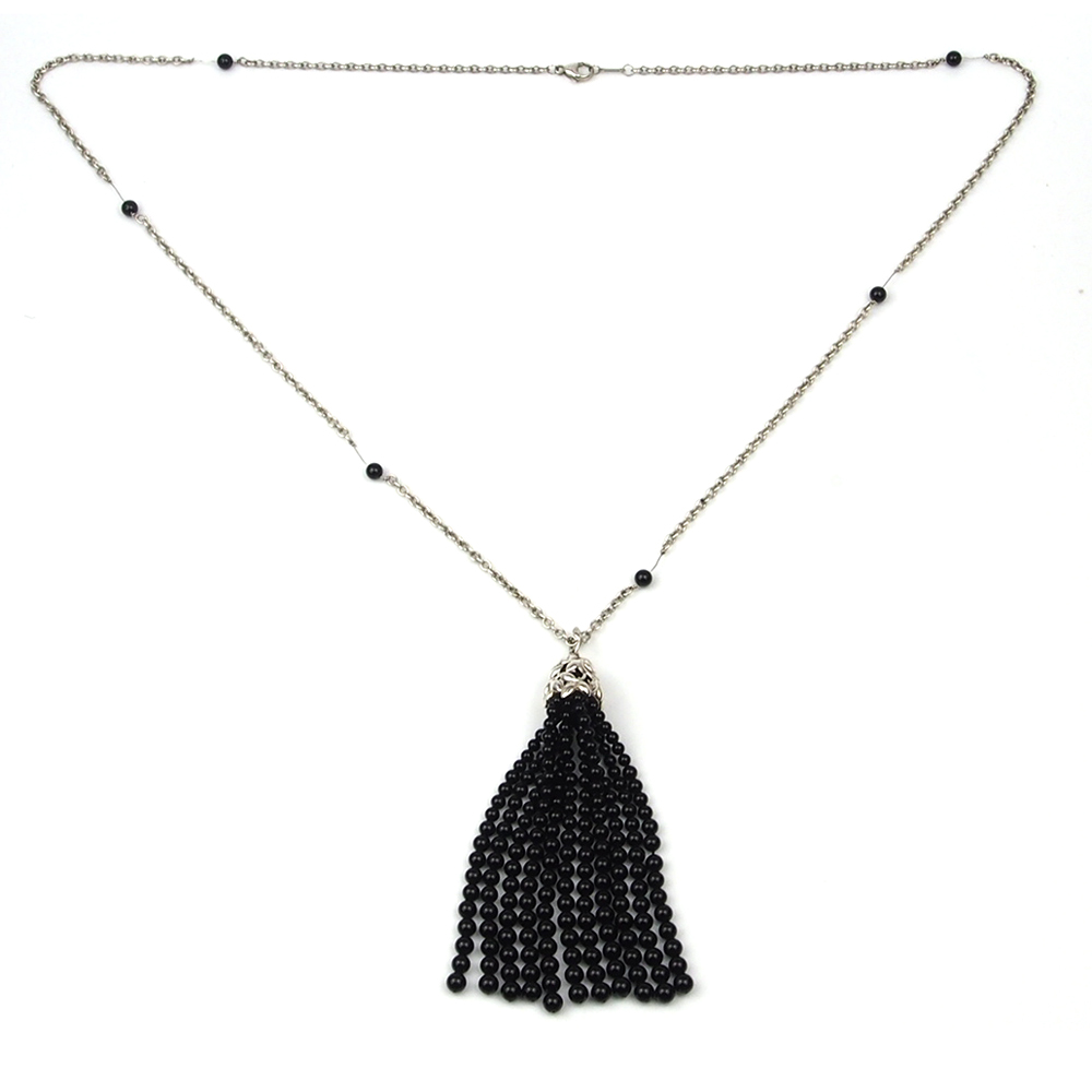 Onyx Tiffany & Co Paloma Picasso Olive Leaf Tassel Necklace