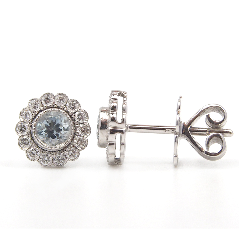 Aquamarine and Diamond Earrings