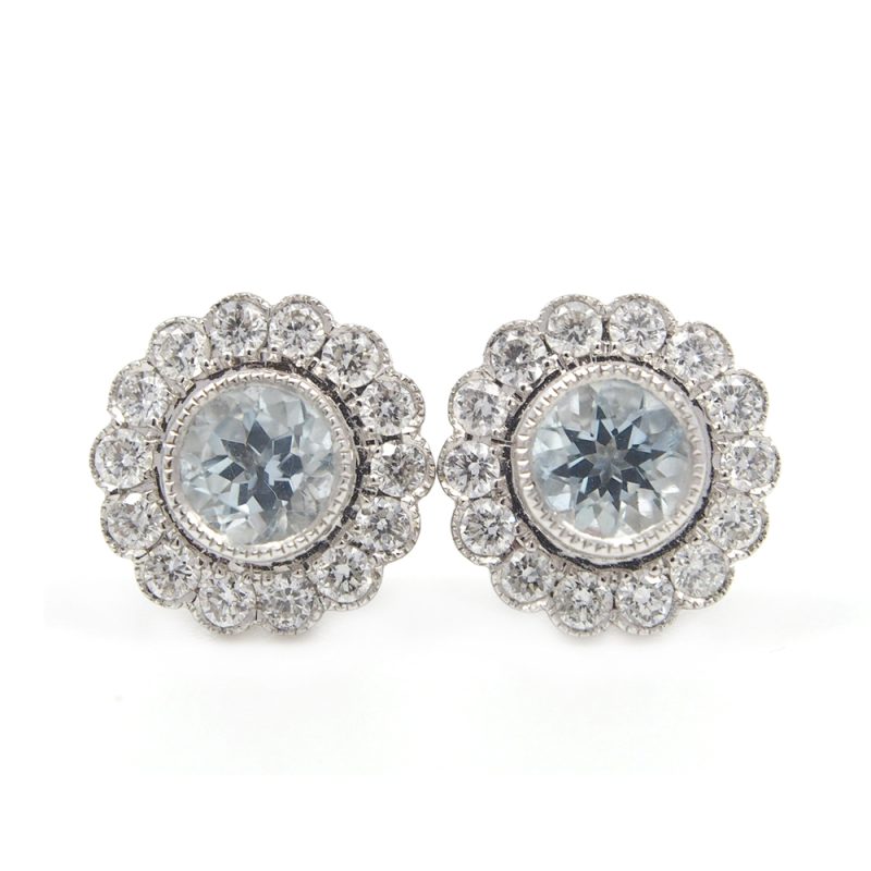 Aquamarine and Diamond Earrings