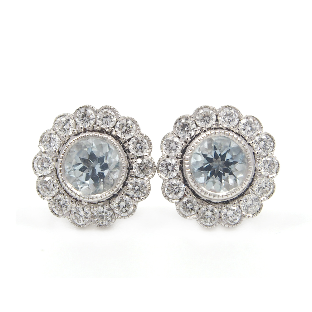 Aquamarine and Diamond Earrings
