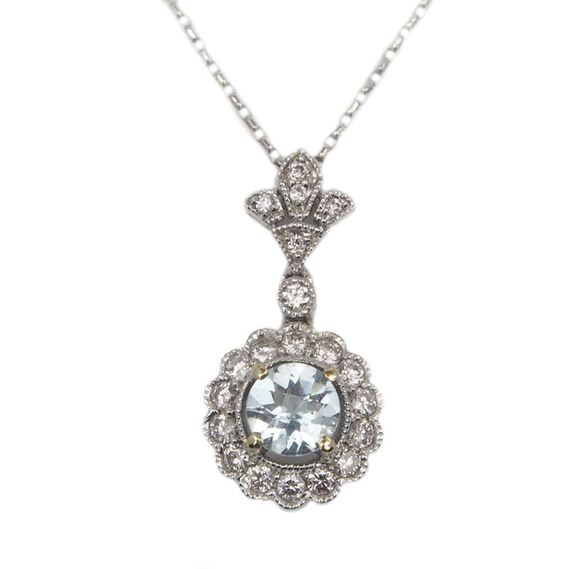 Aquamarine and Diamond Pendant