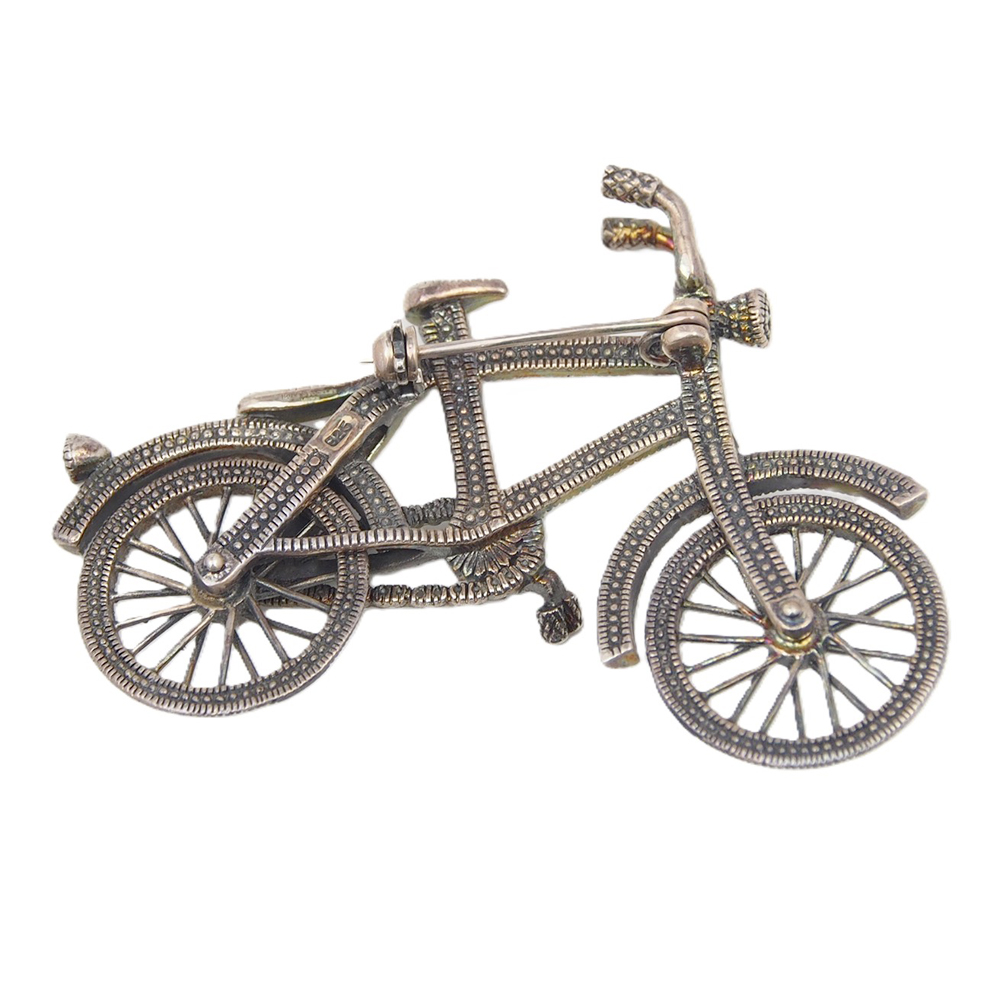 Marcasite Bicycle Brooch - Silver