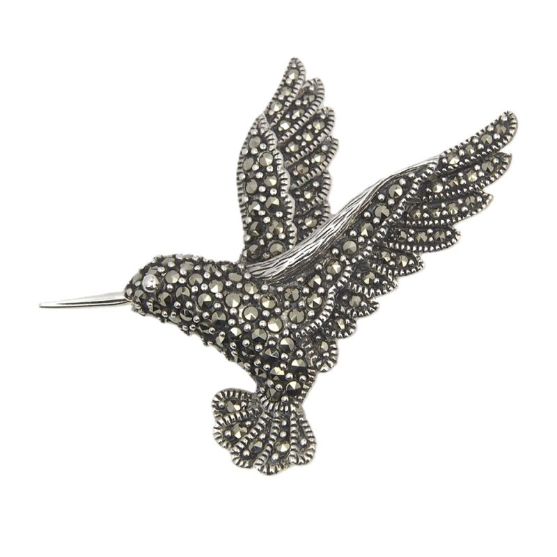 Marcasite Hummingbird Brooch - Silver