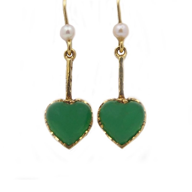 Jade and Pearl Heart Earrings