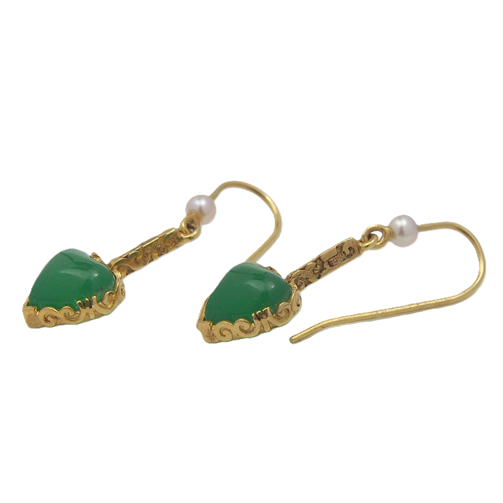 Jade and Pearl Heart Earrings