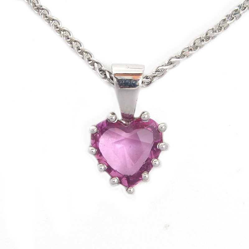 Sapphire Heart Pendant - Certified Natural Pink