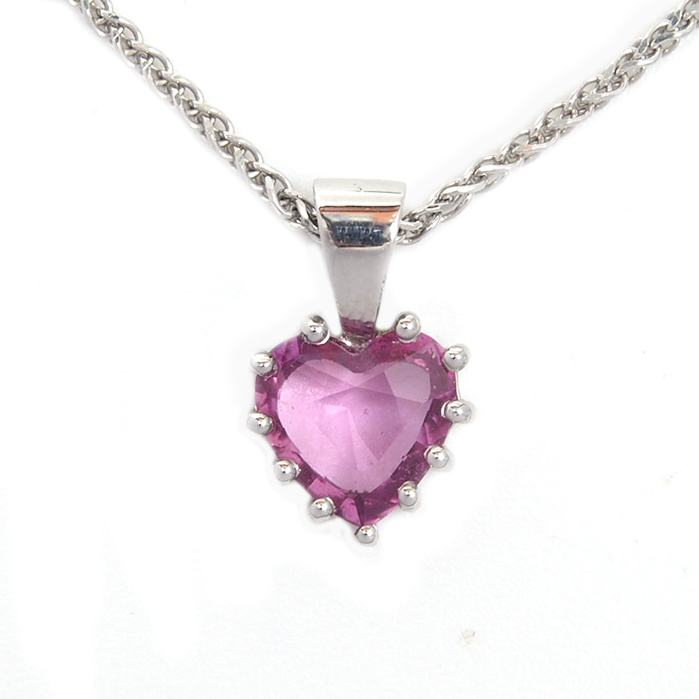 Sapphire Heart Pendant - Certified Natural Pink