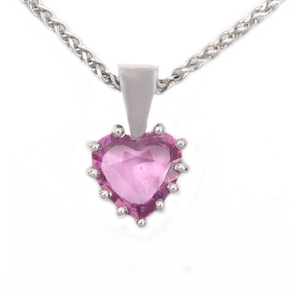 Sapphire Heart Pendant - Certified Natural Pink