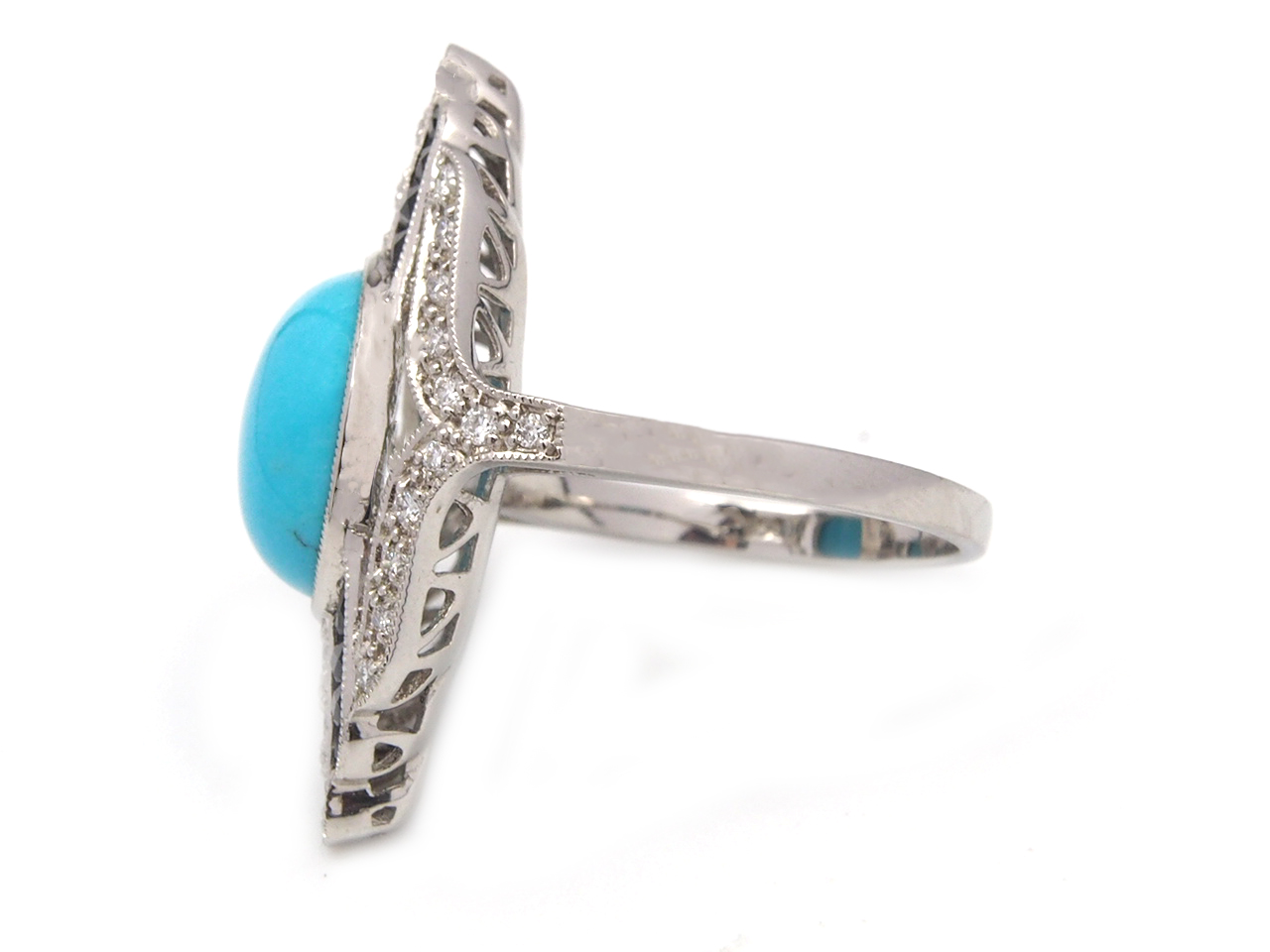 Turquoise, Onyx and Diamond Ring