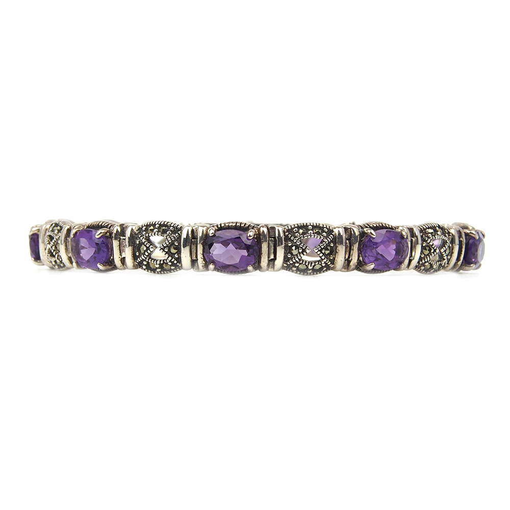 Amethyst and Marcasite Bracelet - Silver