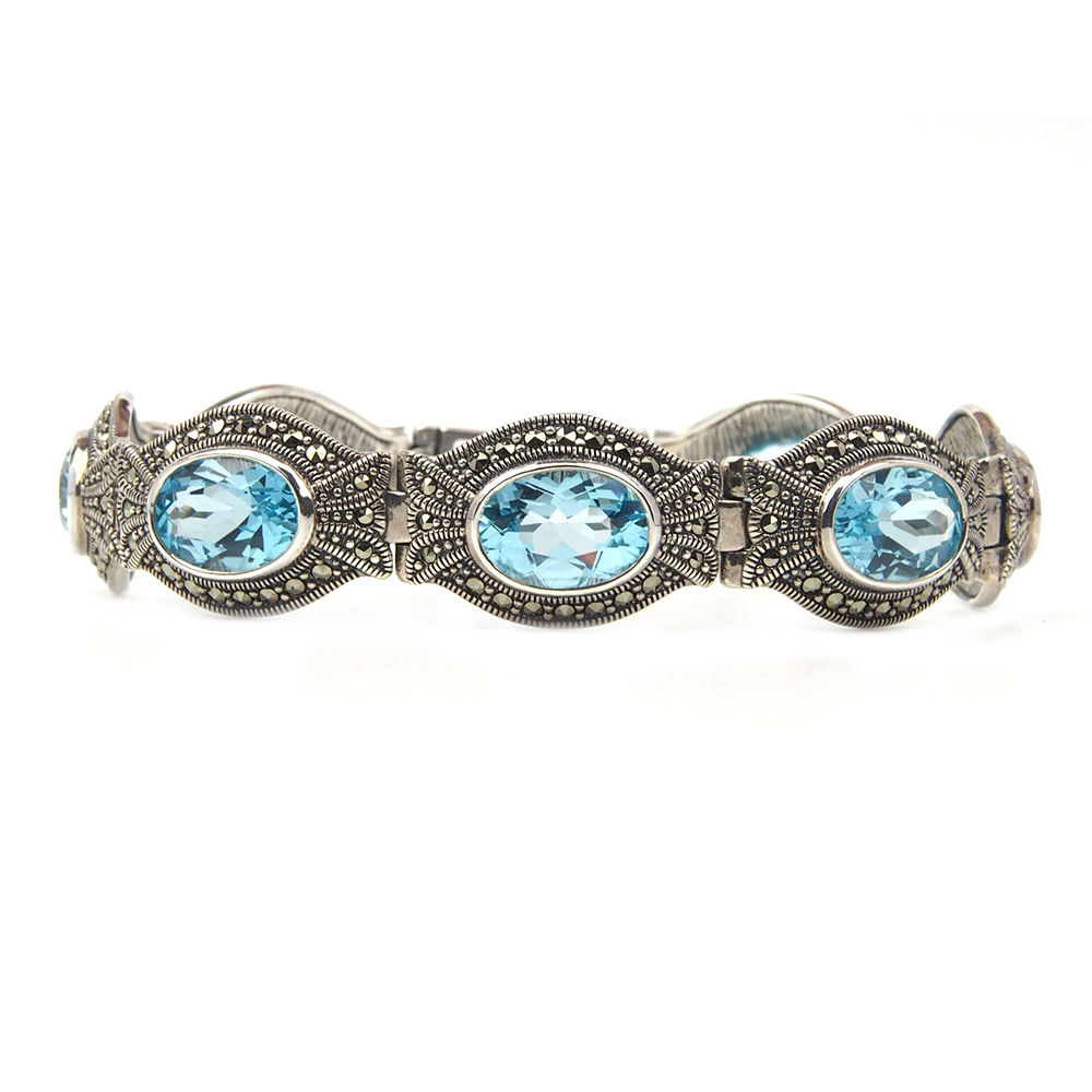 Topaz and Marcasite Bracelet - Silver