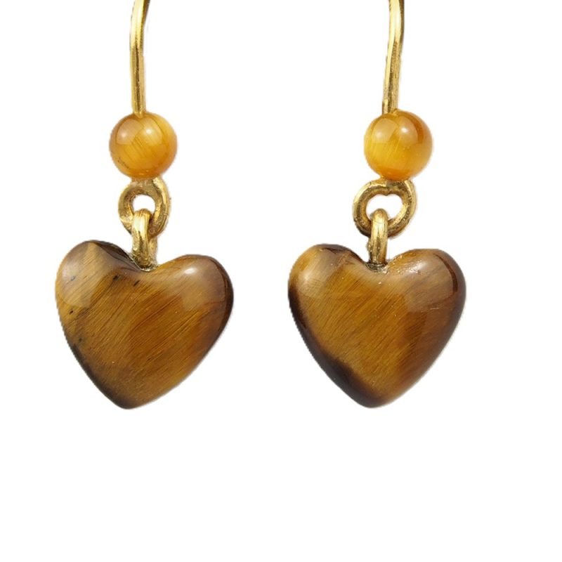 Tigers Eye Heart Earrings