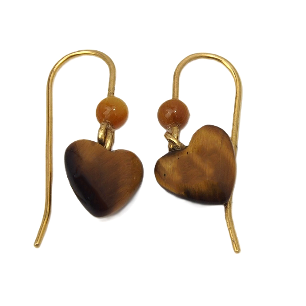 Tigers Eye Heart Earrings