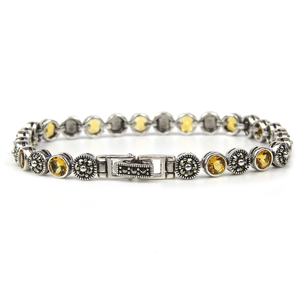 Citrine and Marcasite Bracelet - Silver