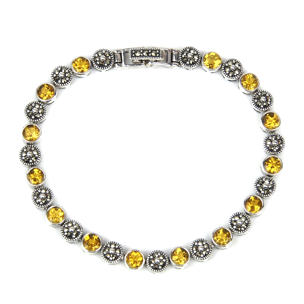 Citrine and Marcasite Bracelet - Silver