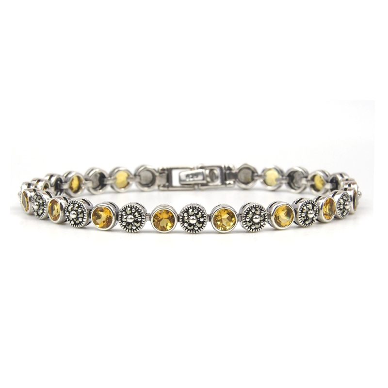 Citrine and Marcasite Bracelet - Silver