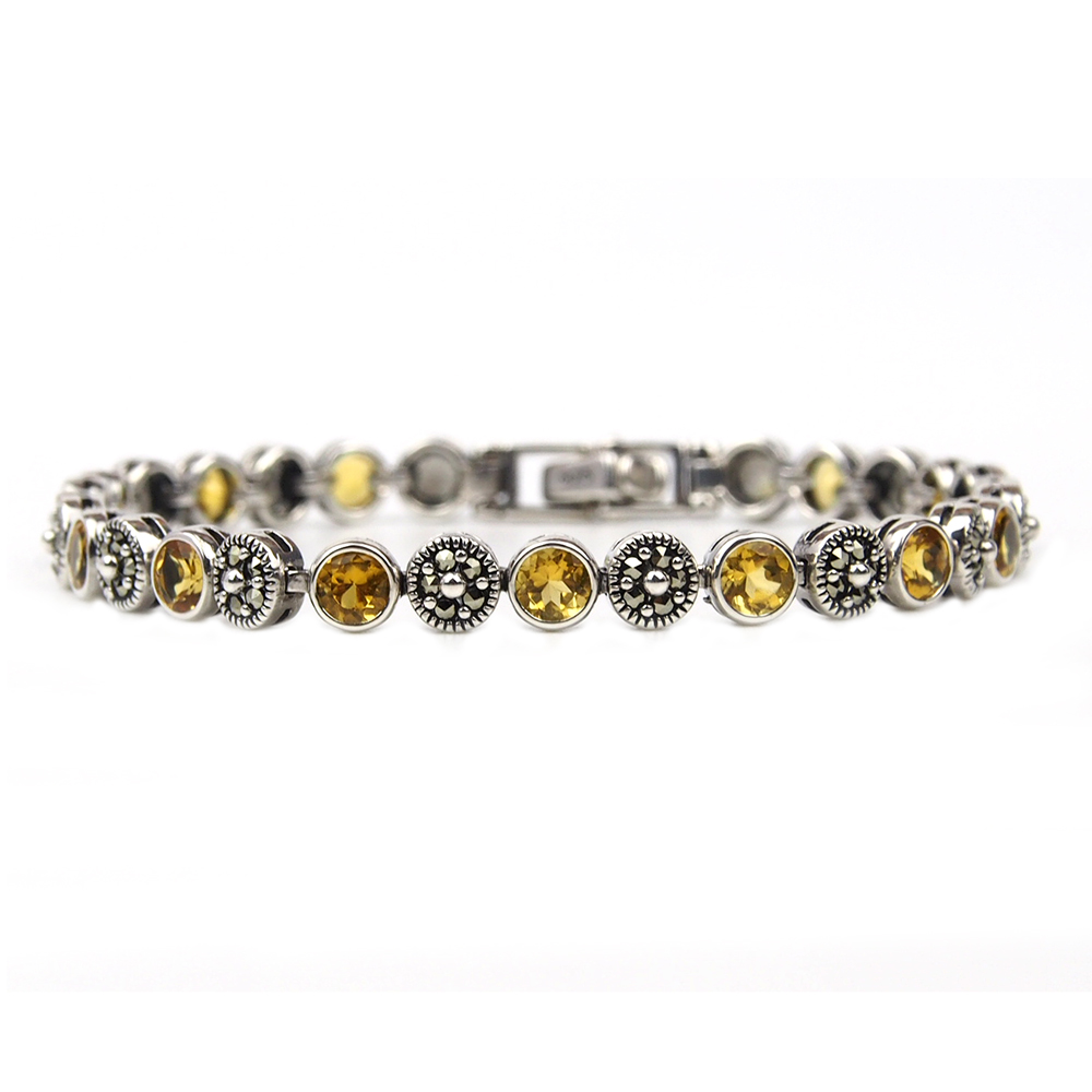 Citrine and Marcasite Bracelet - Silver