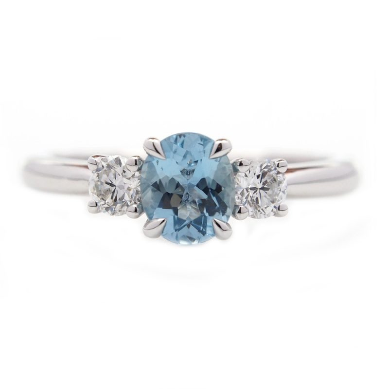 Aquamarine and Diamond Ring - Platinum