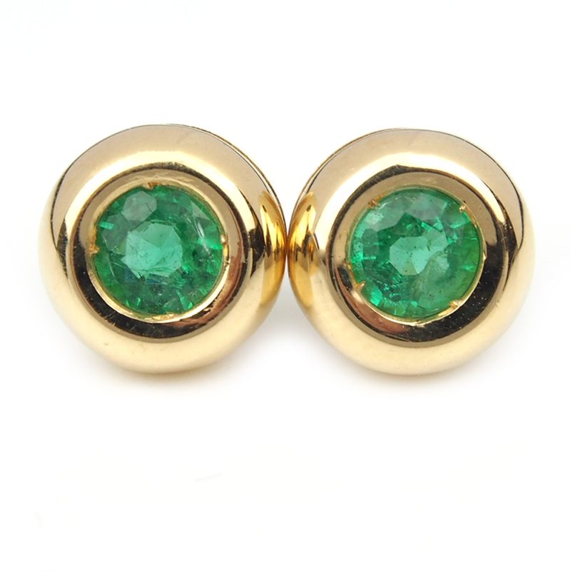 Emerald Stud Earrings - 18ct Gold
