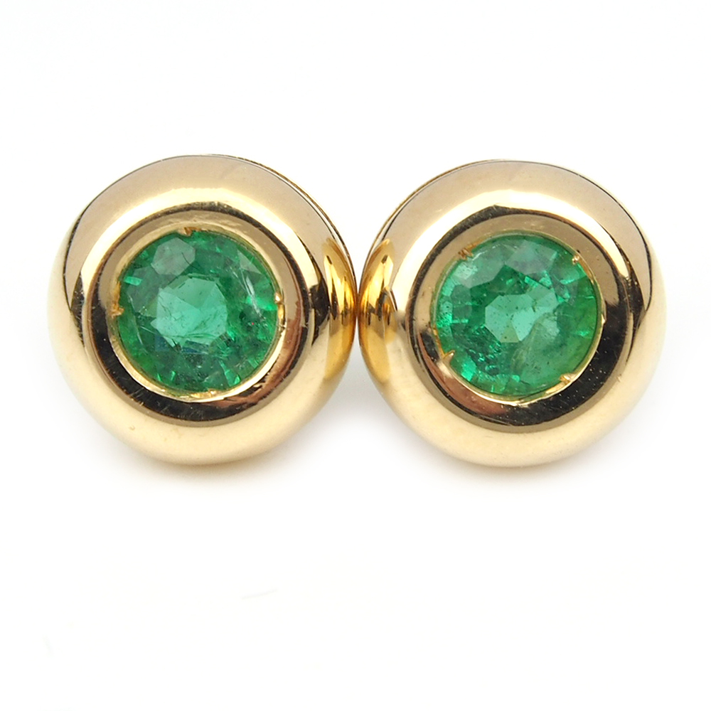 Emerald Stud Earrings - 18ct Gold