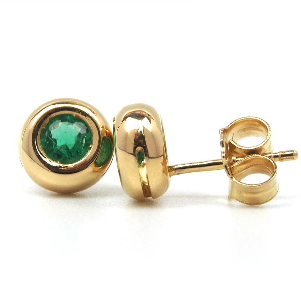Emerald Stud Earrings - 18ct Gold