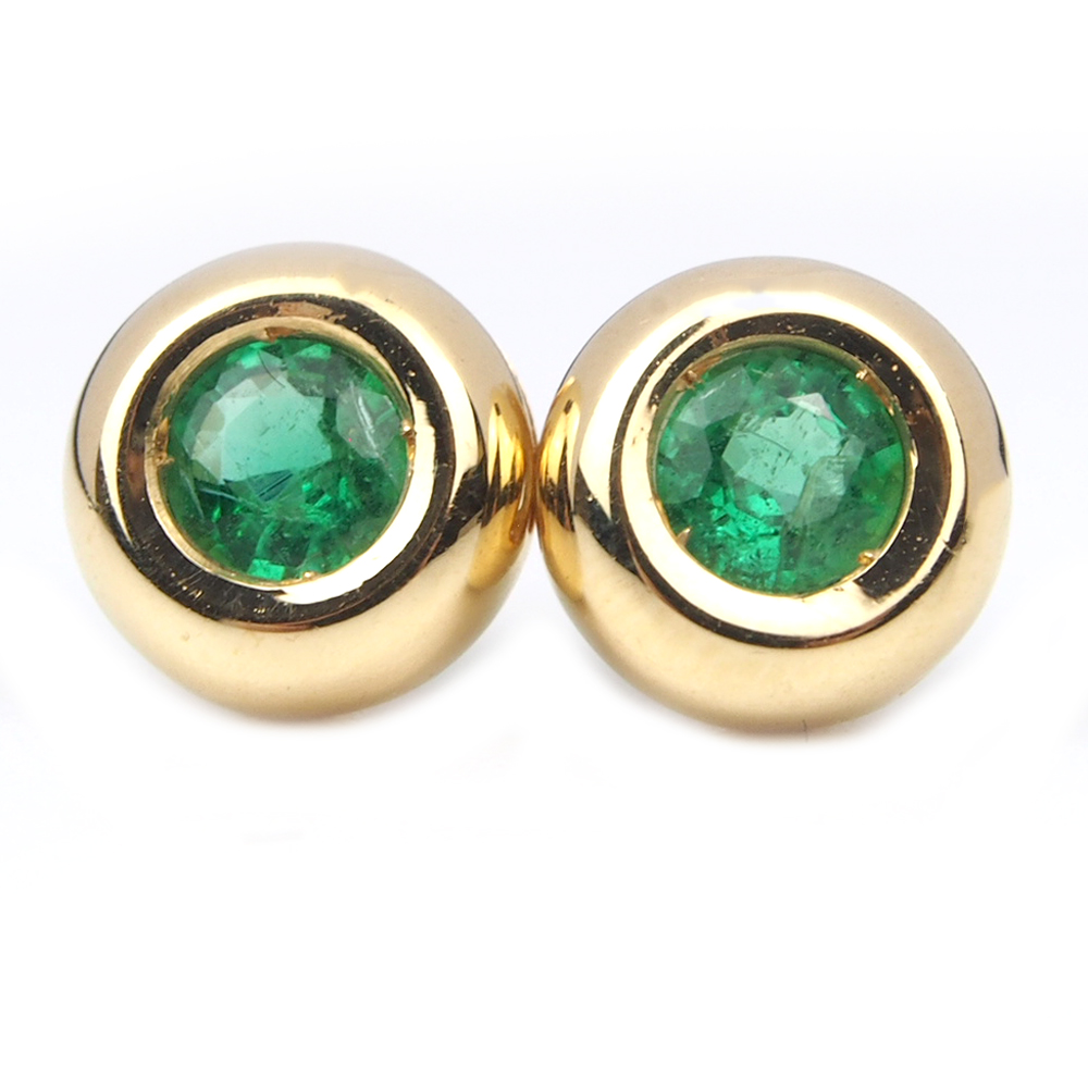 Emerald Stud Earrings - 18ct Gold