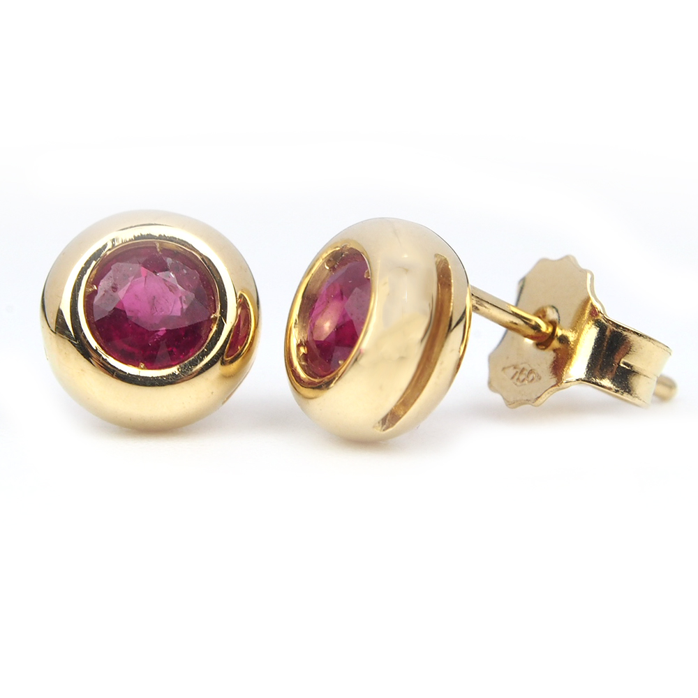 Ruby Stud Earrings - 18ct Gold