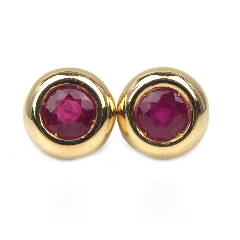 Ruby Stud Earrings - 18ct Gold