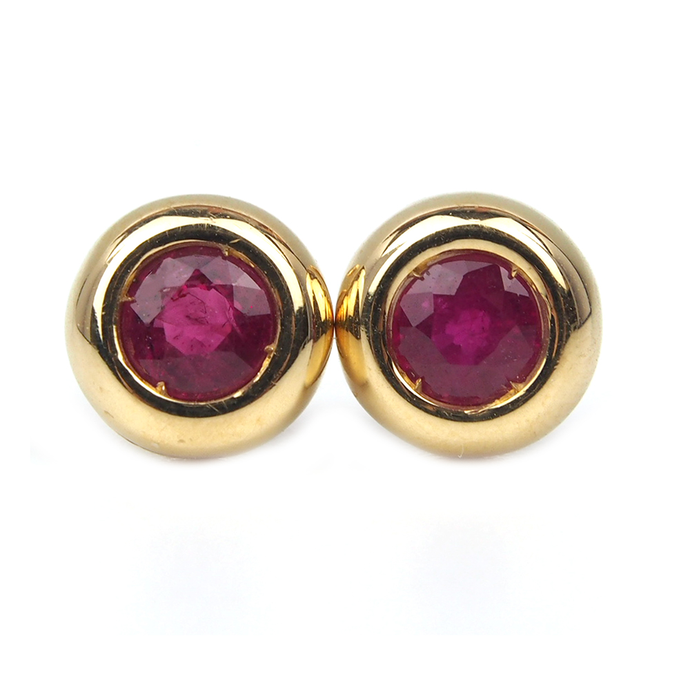 Ruby Stud Earrings - 18ct Gold