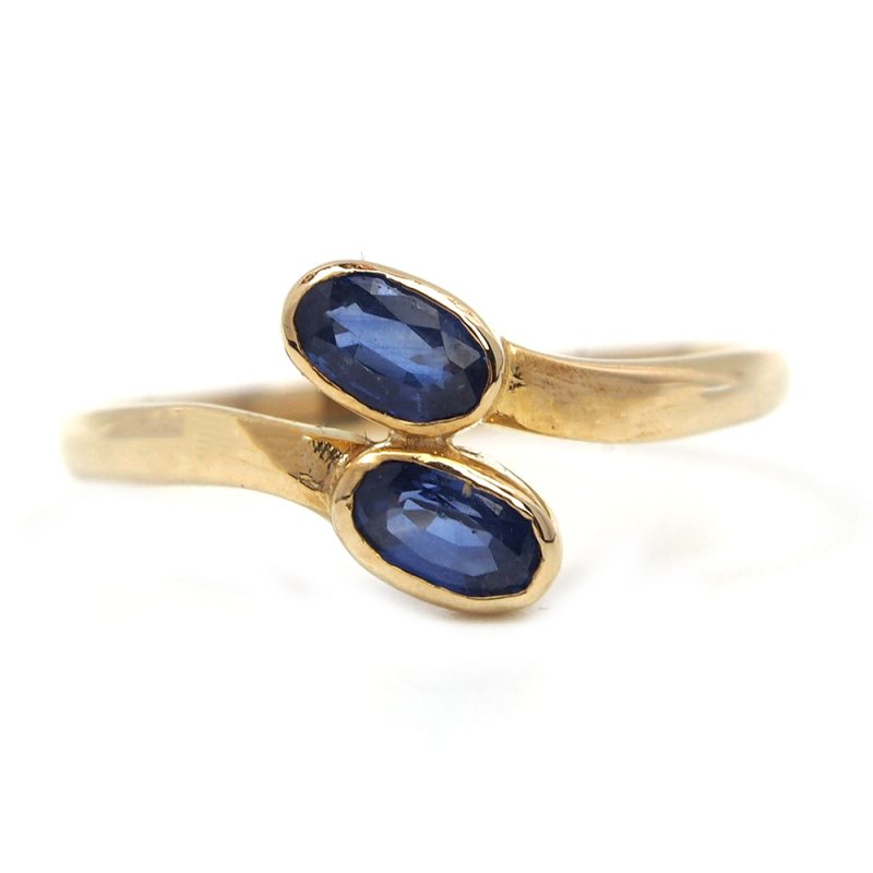 Sapphire 2 Stone Twist Ring