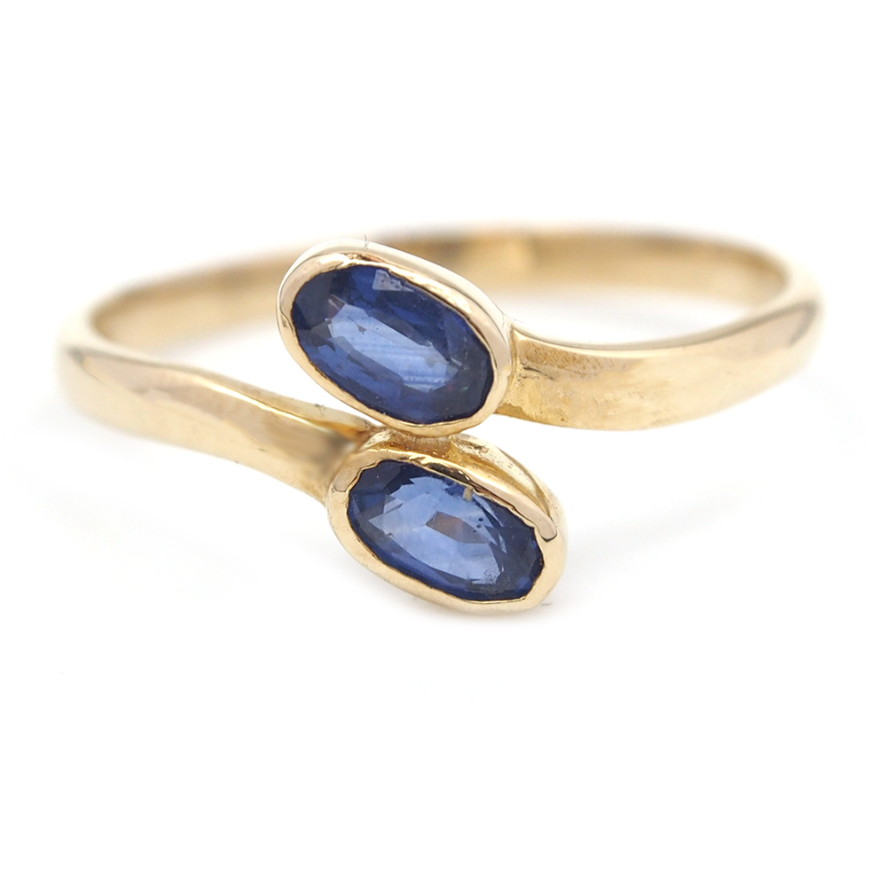 Sapphire 2 Stone Twist Ring
