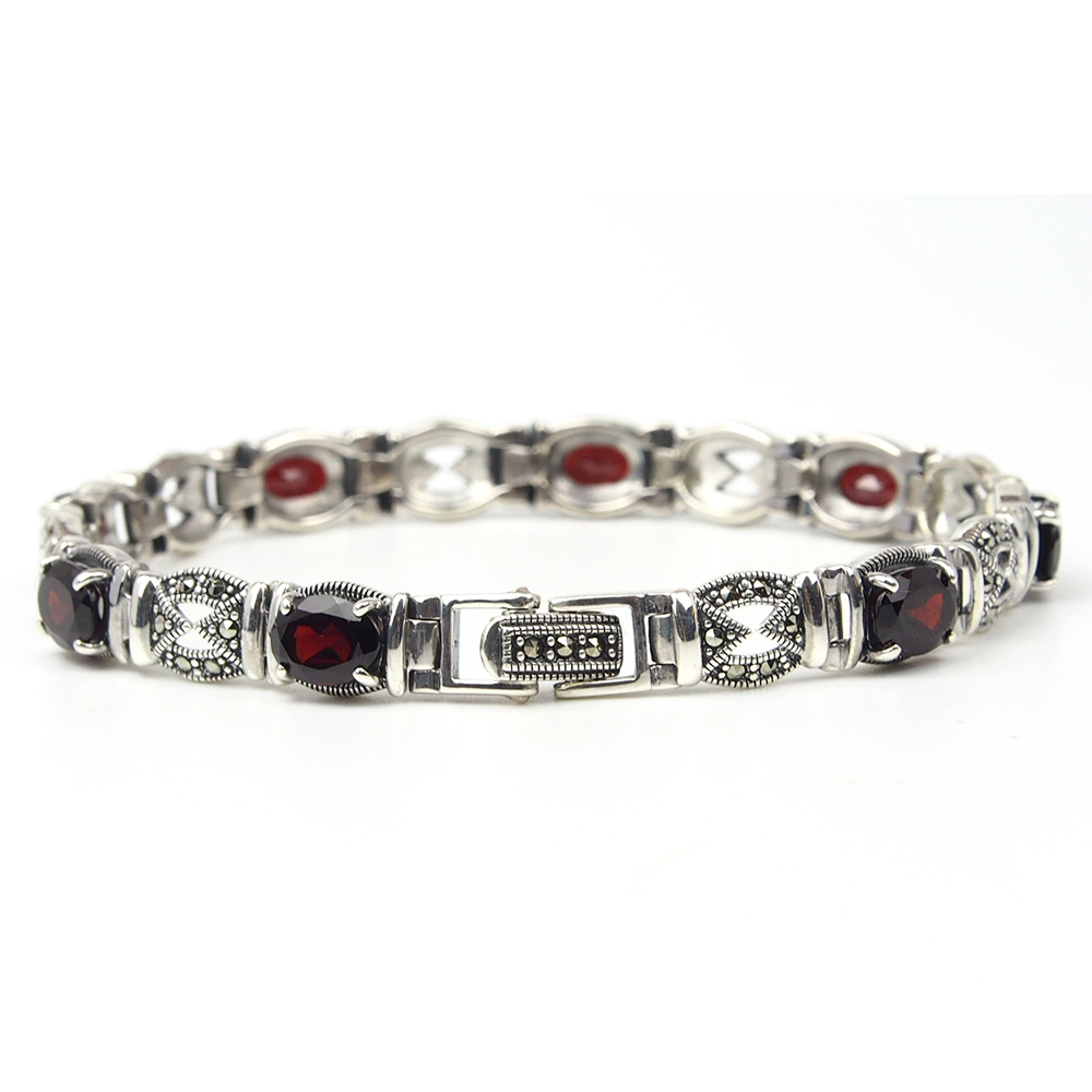 Garnet and Marcasite Bracelet