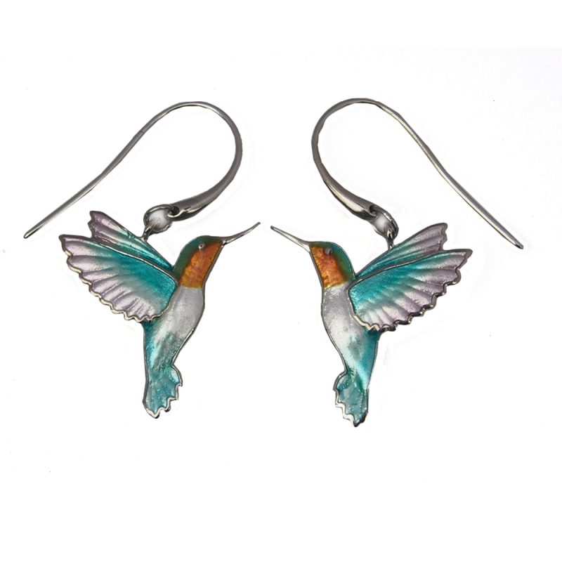 Enamel Hummingbird Drop Earrings
