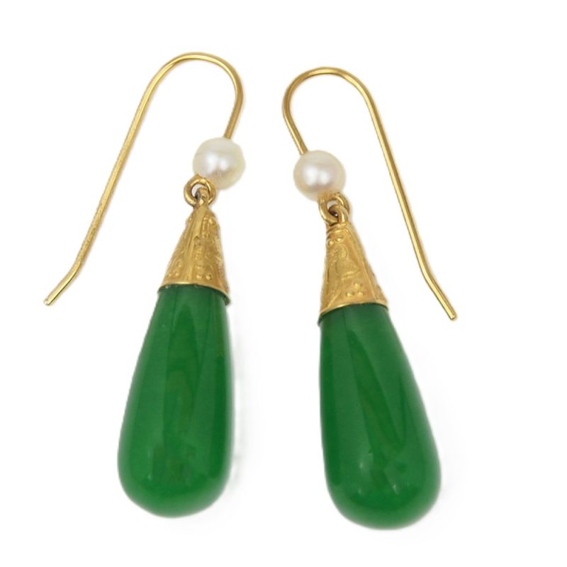 Jade and Cultured Pearl Earrings