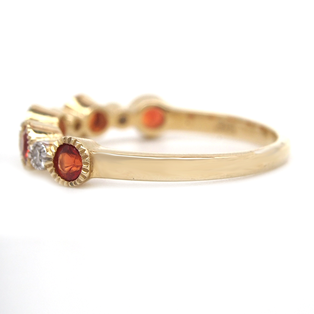 Sapphire and Diamond Half Eternity Ring - Orange