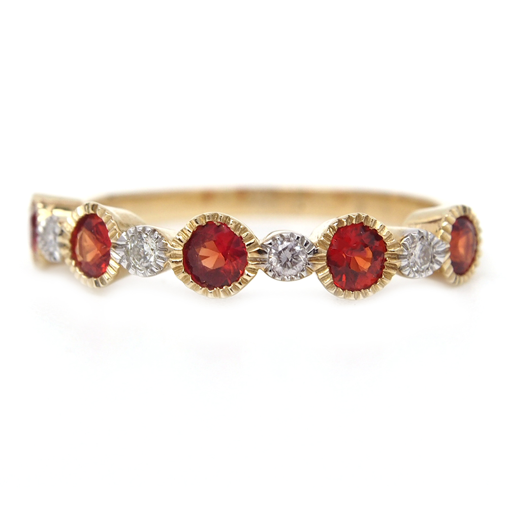 Sapphire and Diamond Half Eternity Ring - Orange