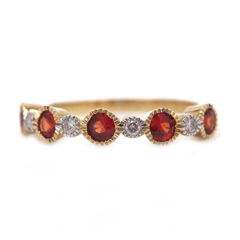 Sapphire and Diamond Half Eternity Ring - Orange