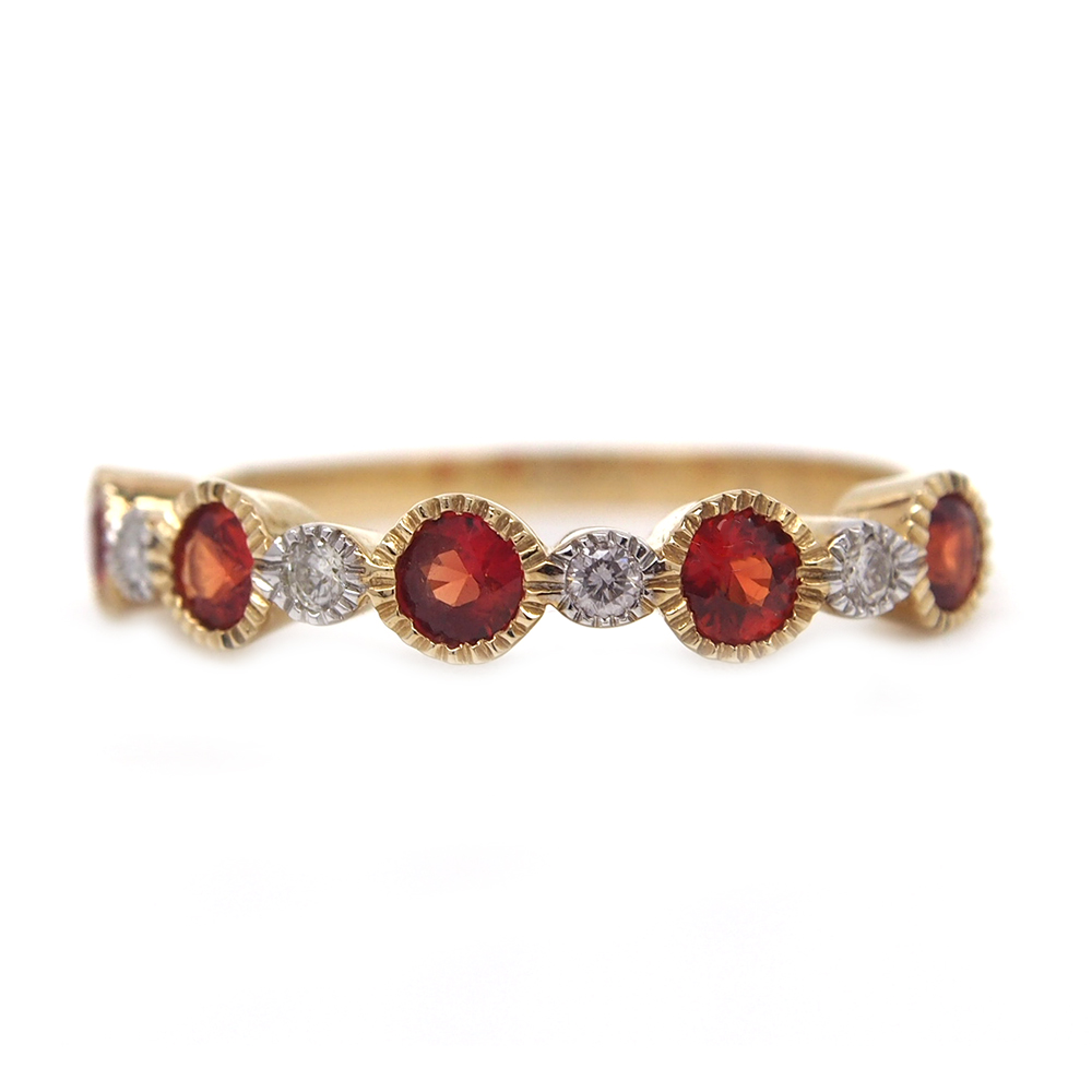 Sapphire and Diamond Half Eternity Ring - Orange