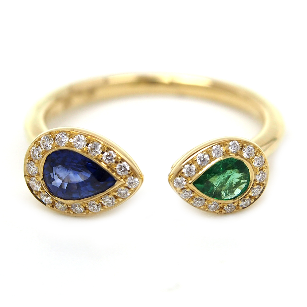 Sapphire, Emerald and Diamond Ring